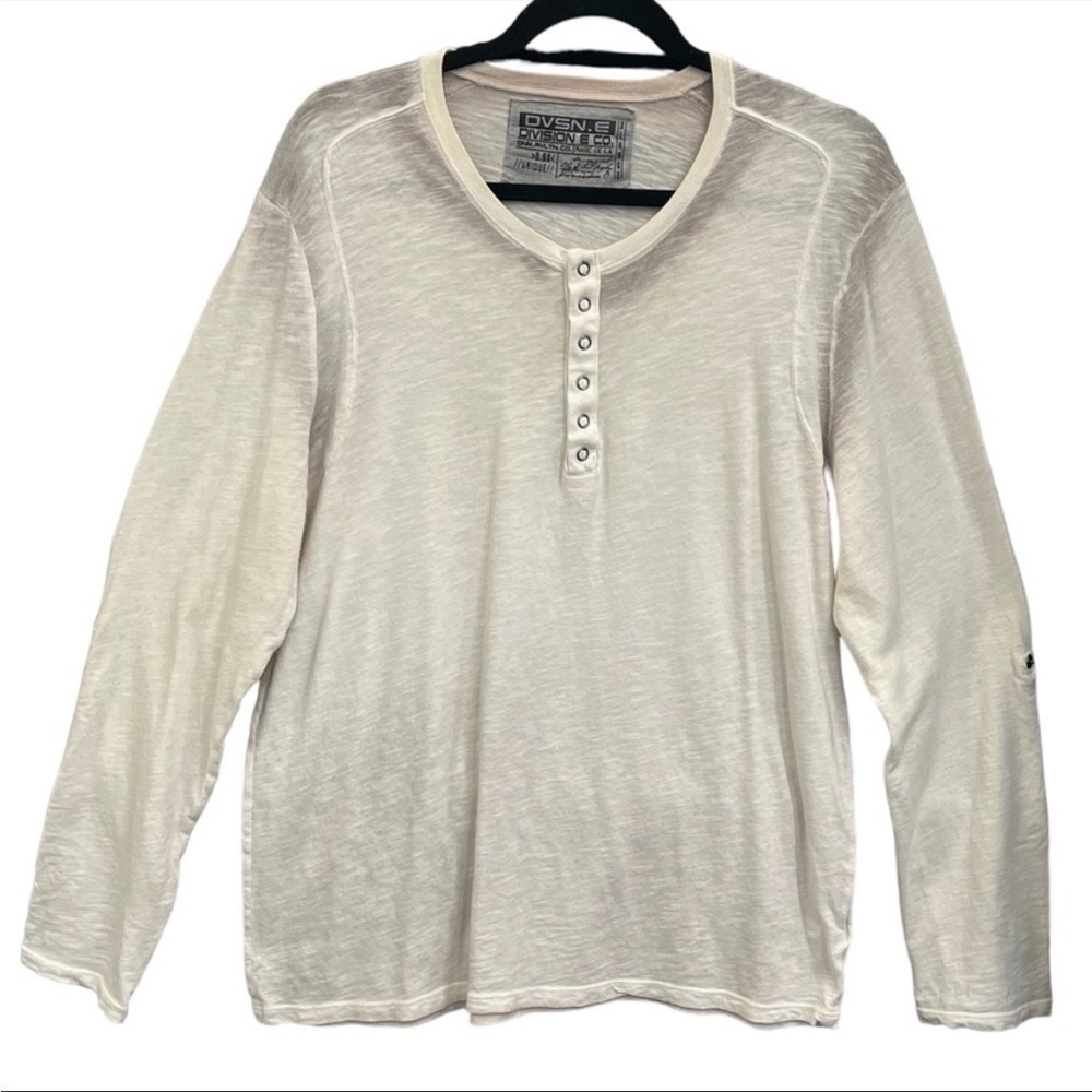 DIVISION E CO Shirt Long Sleeve 
Cream/Grey 
Size XL